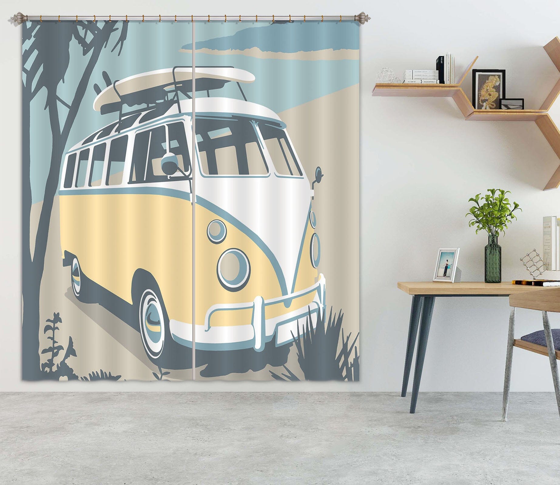 3D Newquay Camper 047 Steve Read Curtain Curtains Drapes Curtains AJ Creativity Home 