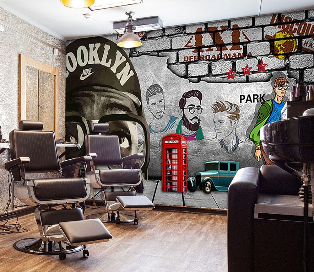 3D Phone Booth Car 1461 Barber Shop Wall Murals Wallpaper AJ Wallpaper 2 