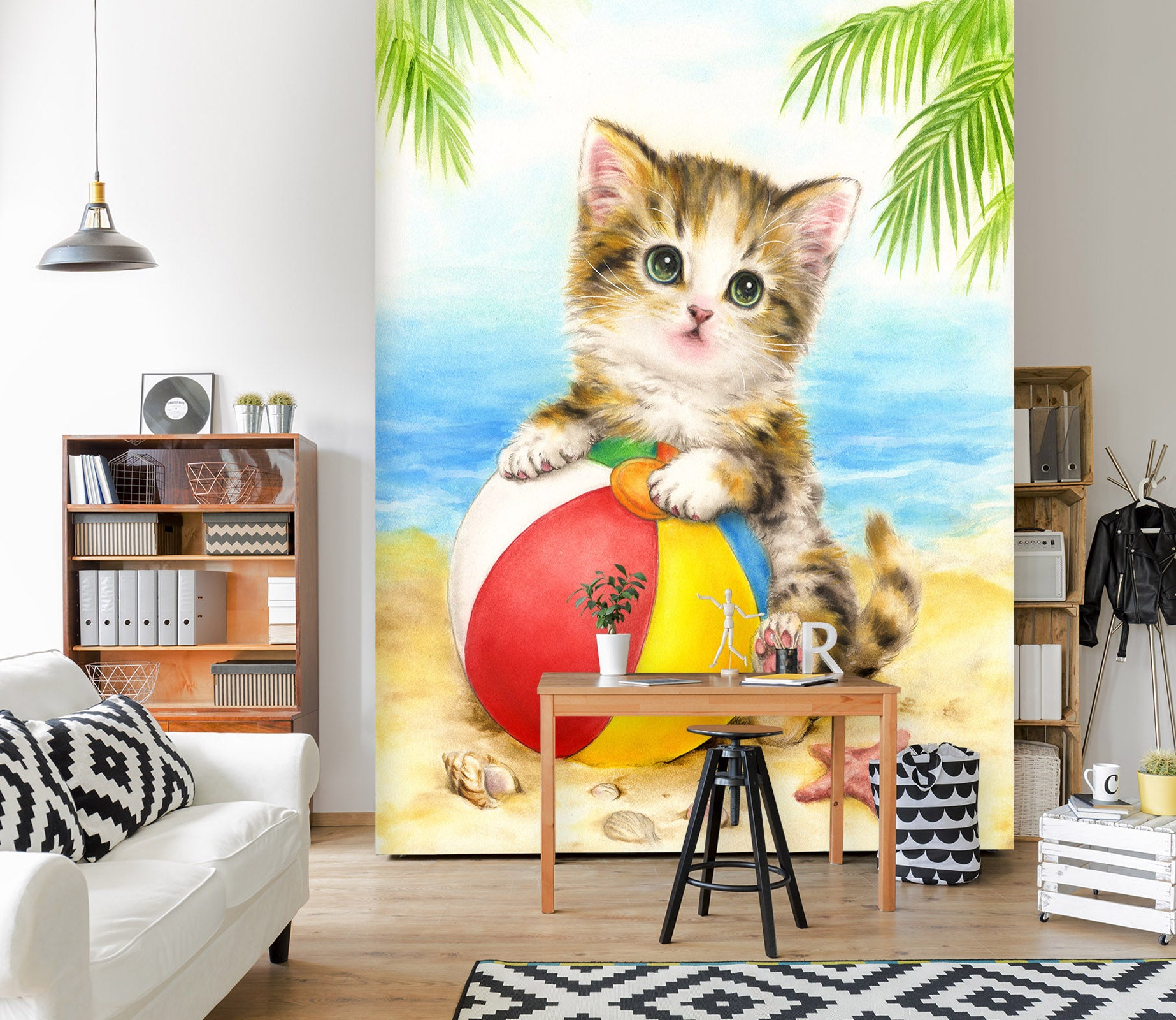 3D Beach Cat Ball 5473 Kayomi Harai Wall Mural Wall Murals