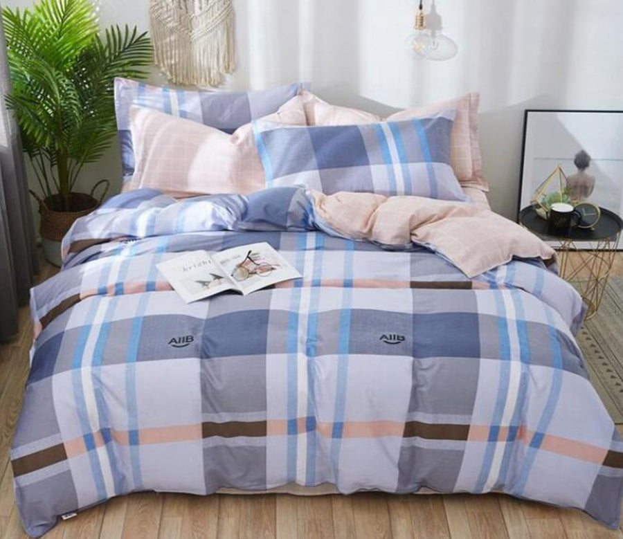 3D Gray And Blue Grid 3125 Bed Pillowcases Quilt