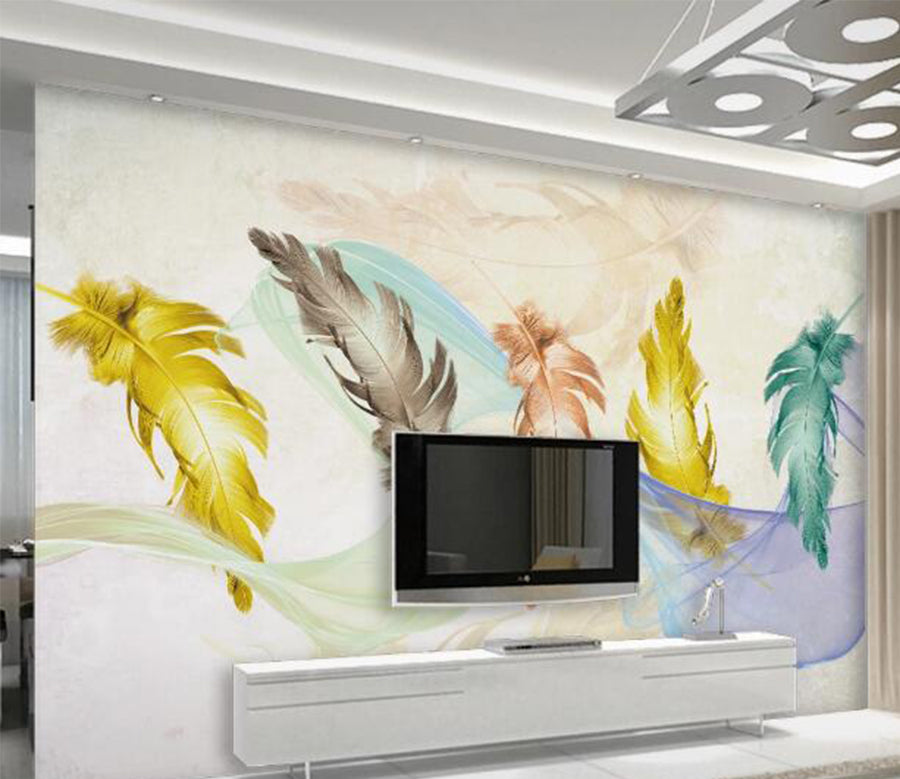 3D Colored Feathers WC2780 Wall Murals