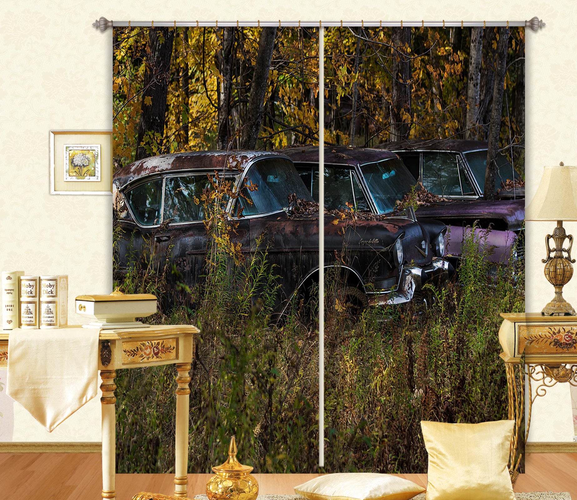 3D Woods Luxury Car 003 Jerry LoFaro Curtain Curtains Drapes