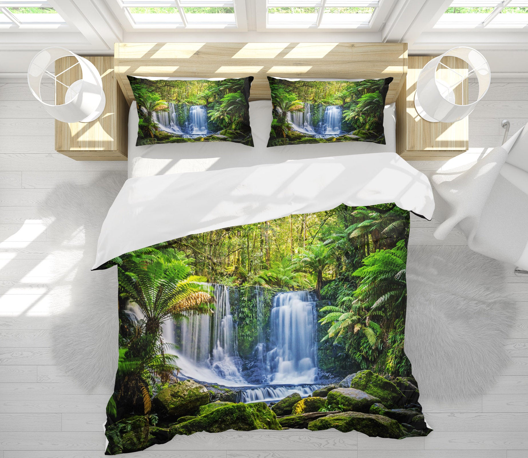 3D Jungle Waterfall 60202 Bed Pillowcases Quilt