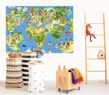 3D Island Forest 117 World Map Wall Sticker
