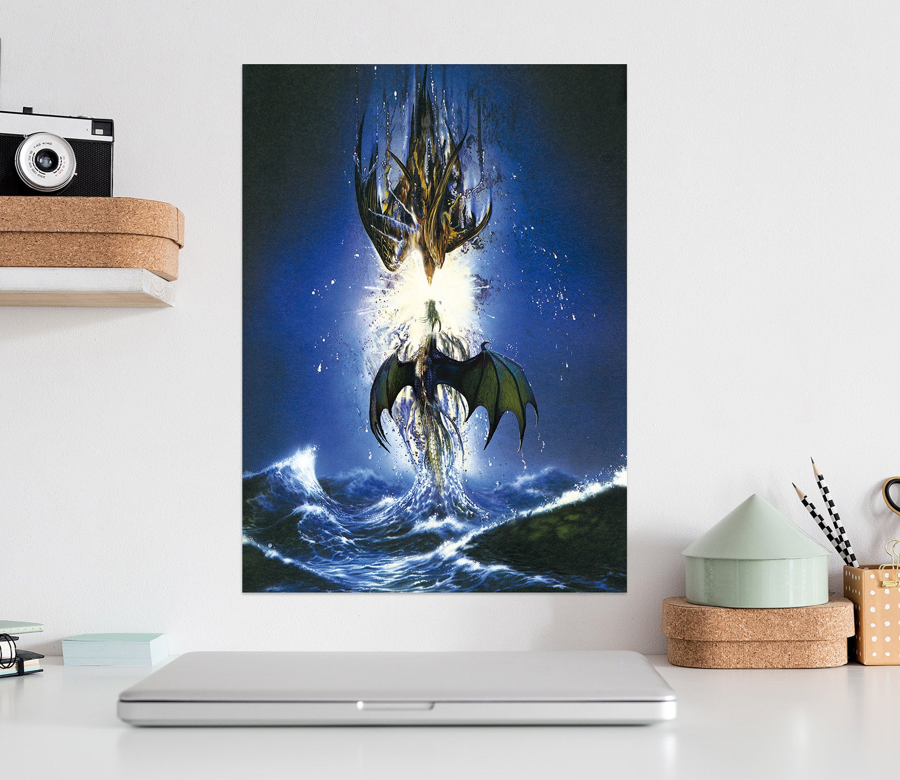 3D Night Sky Dragon Waves 8077 Ciruelo Wall Sticker