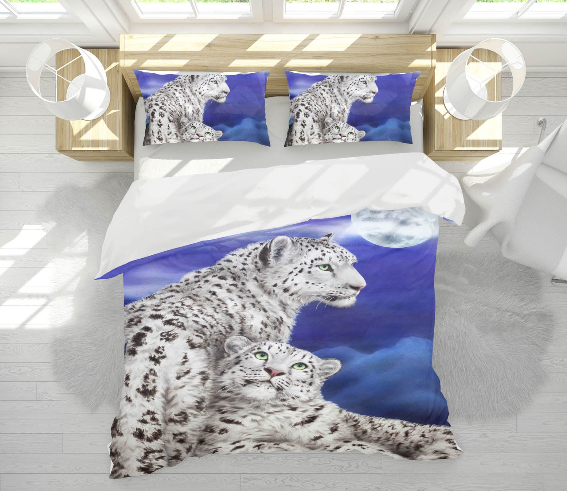 3D White Tiger Moon 5945 Kayomi Harai Bedding Bed Pillowcases Quilt Cover Duvet Cover