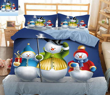 3D Snowman 45062 Christmas Quilt Duvet Cover Xmas Bed Pillowcases