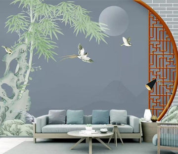 3D Swallow Bamboo WC2677 Wall Murals