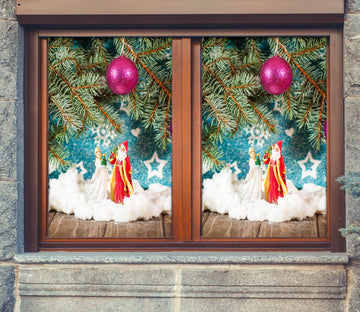 3D Santa Claus Ornaments 43016 Christmas Window Film Print Sticker Cling Stained Glass Xmas