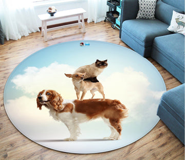 3D Cats And Dogs 2834 Round Non Slip Rug Mat Mat AJ Creativity Home 