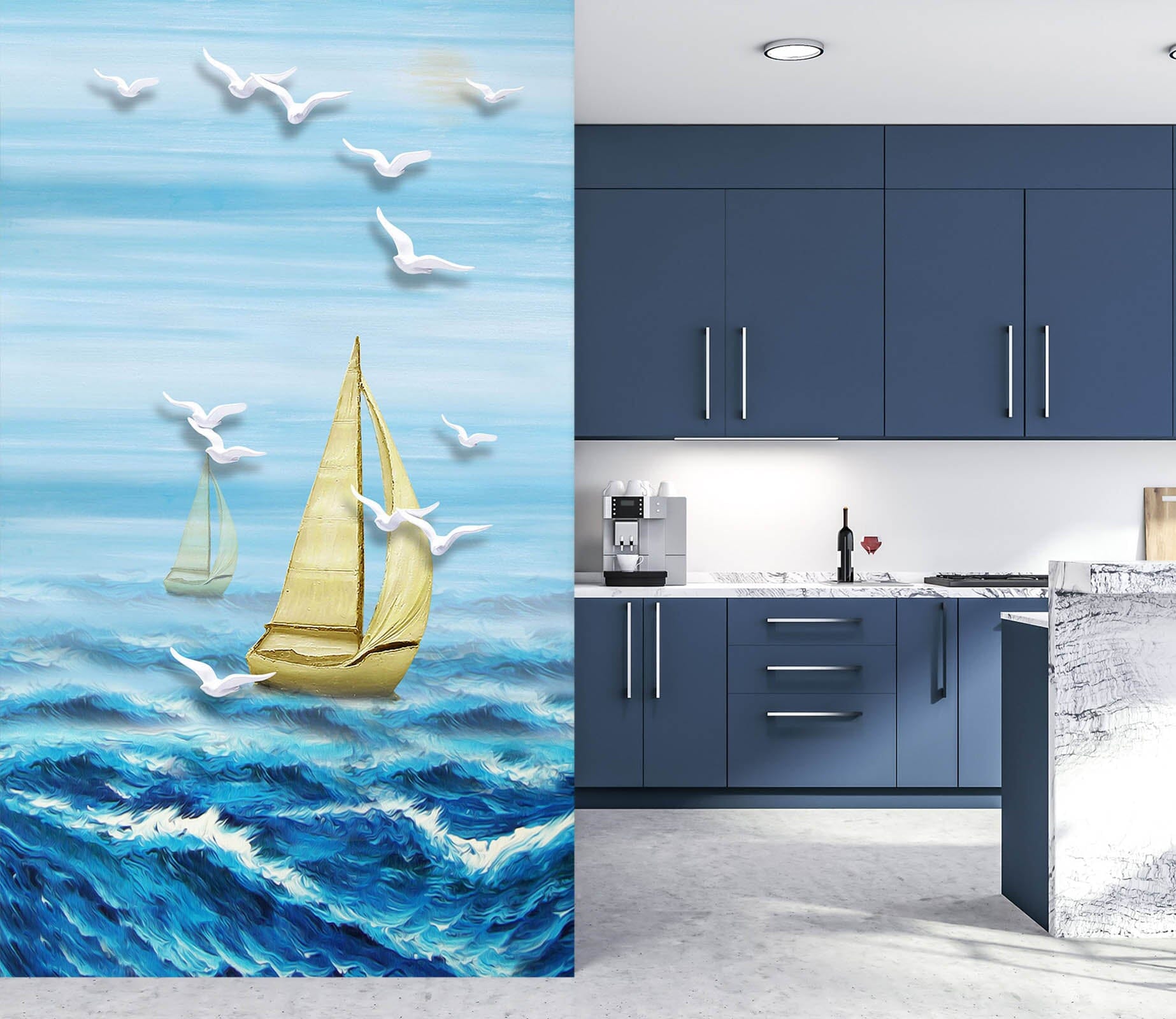 3D Sea Waves 1849 Wall Murals Wallpaper AJ Wallpaper 2 