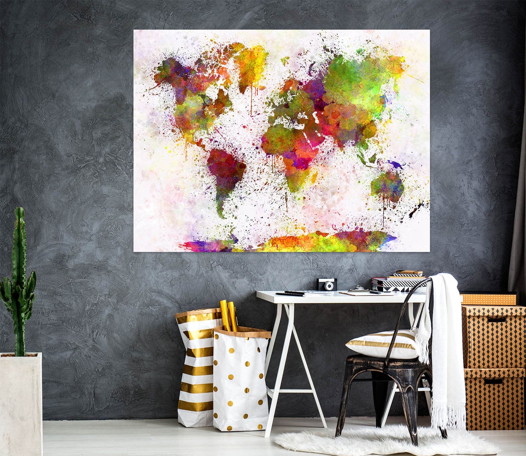 3D Color Splash 213 World Map Wall Sticker Wallpaper AJ Wallpaper 2 