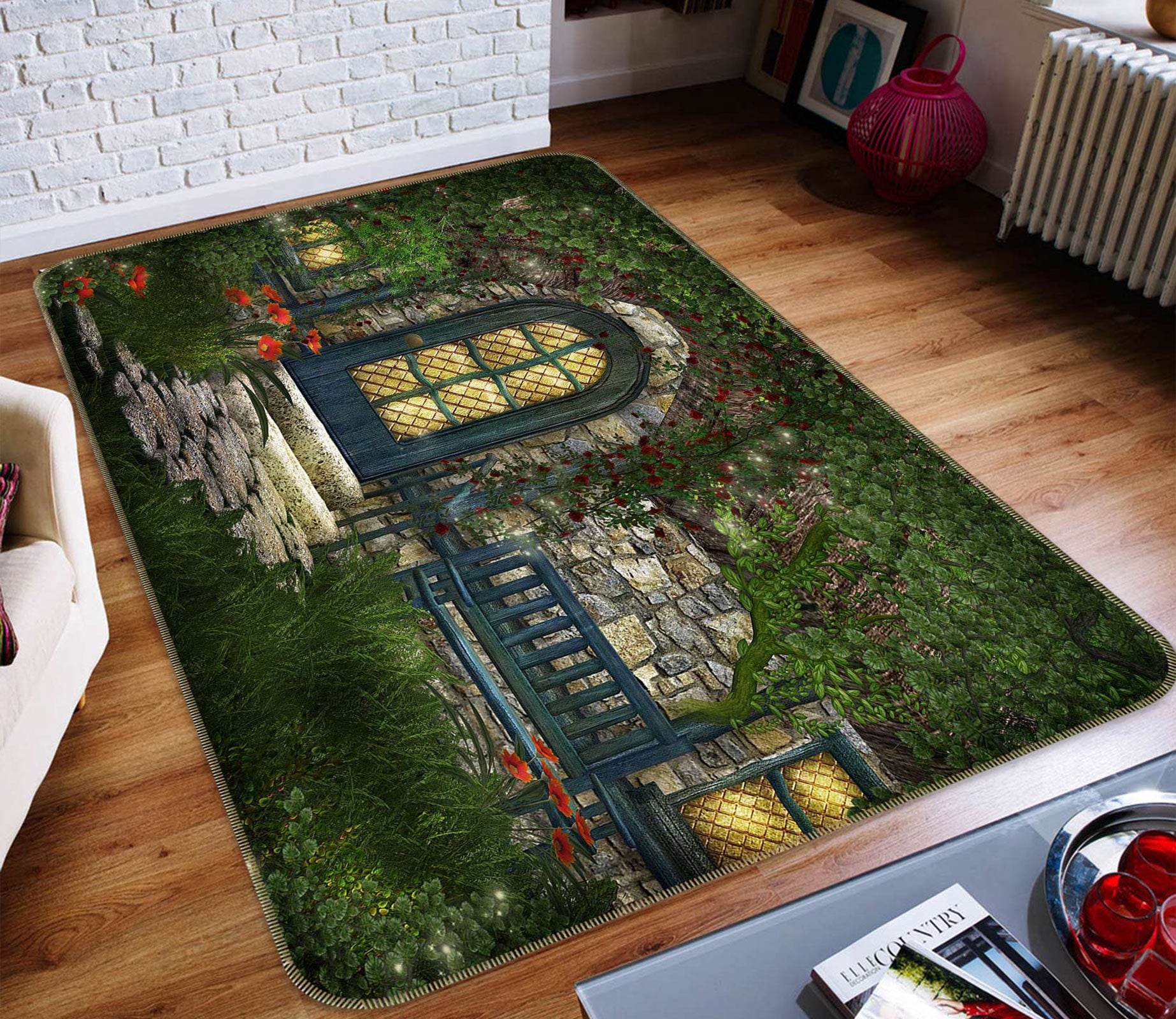 3D Jungle House Doors Windows 76037 Non Slip Rug Mat