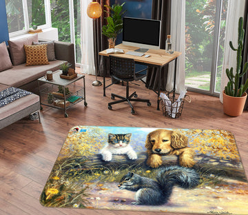 3D Cute Squirrel Cat 001 Kevin Walsh Rug Non Slip Rug Mat