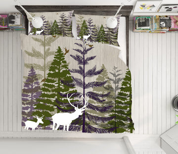 3D Pine Deer 12088 Bed Pillowcases Quilt