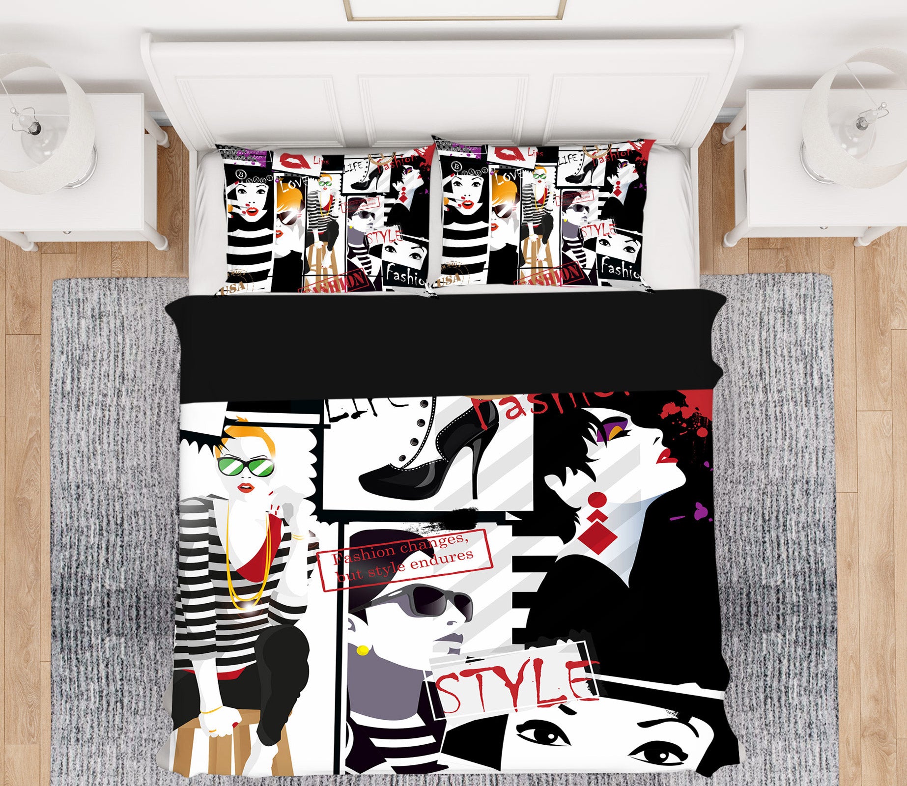 3D Black Poster 045 Bed Pillowcases Quilt
