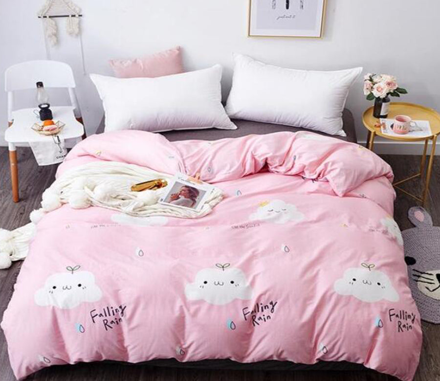 3D Pink Background White Clouds 3144 Bed Pillowcases Quilt