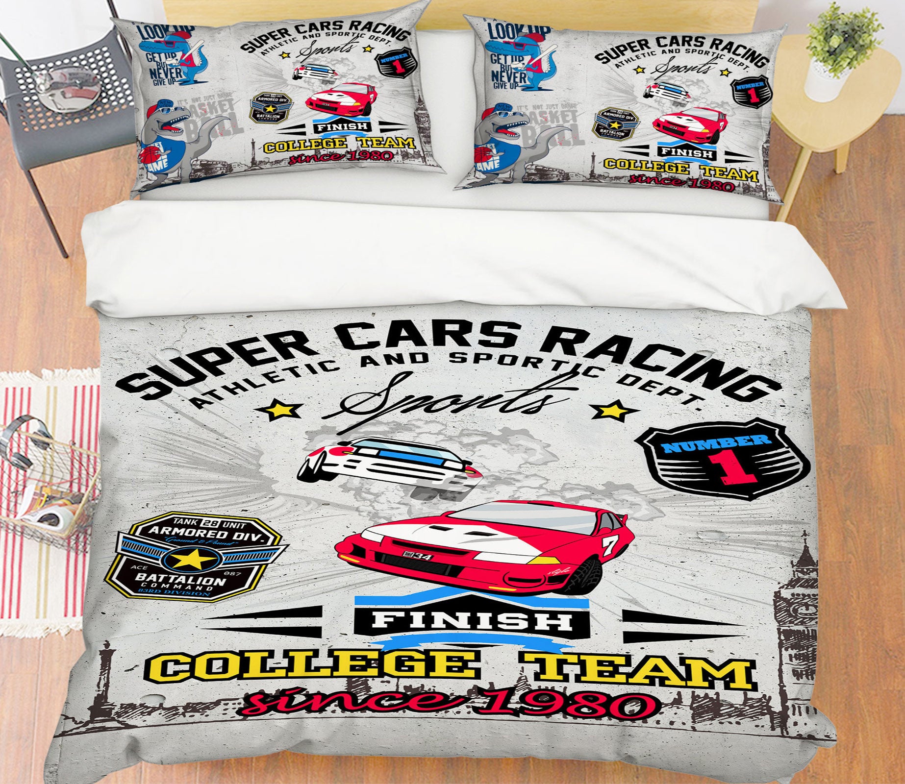 3D Car 13143 Bed Pillowcases Quilt