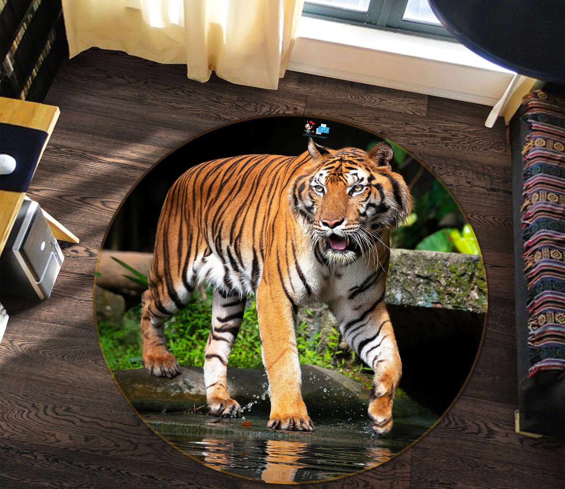 3D Tiger 81167 Round Non Slip Rug Mat