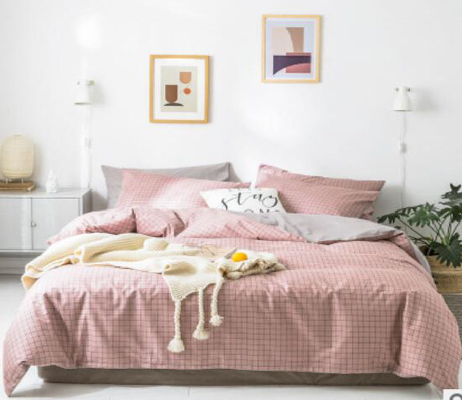 3D Pink Grid 14171 Bed Pillowcases Quilt
