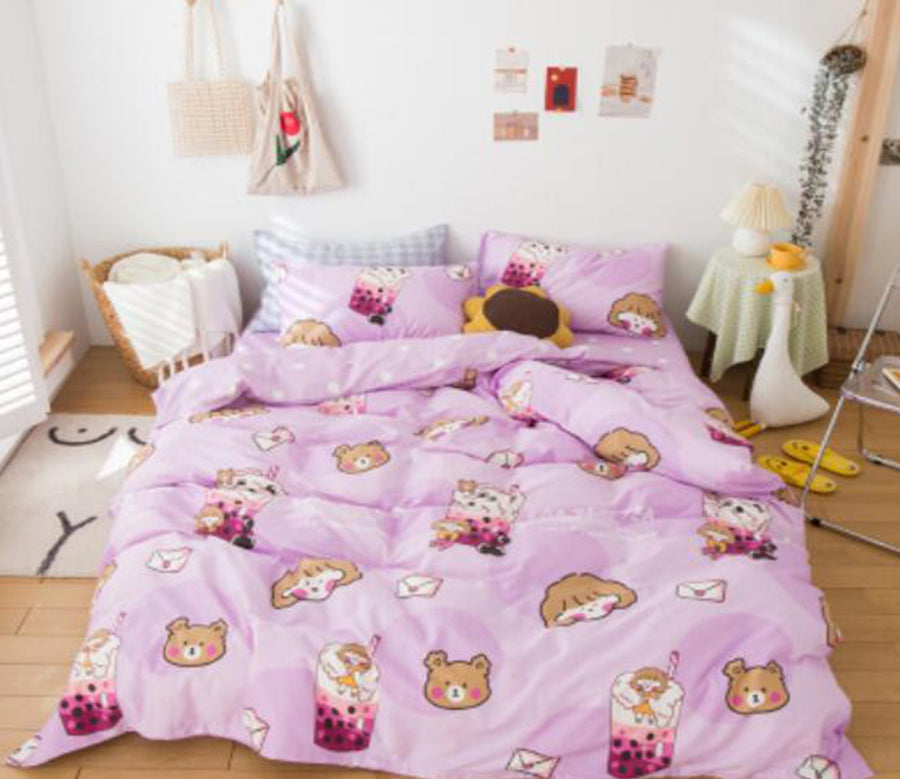 3D Bear Milk Tea 40220 Bed Pillowcases Quilt