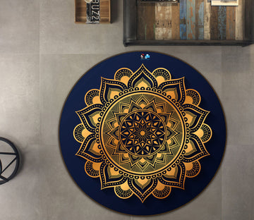 3D Golden Pattern 74247 Round Non Slip Rug Mat