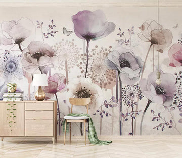 3D Purple Flower WC370 Wall Murals