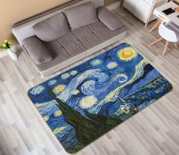 3D Van Gogh Starry Sky 76007 Non Slip Rug Mat