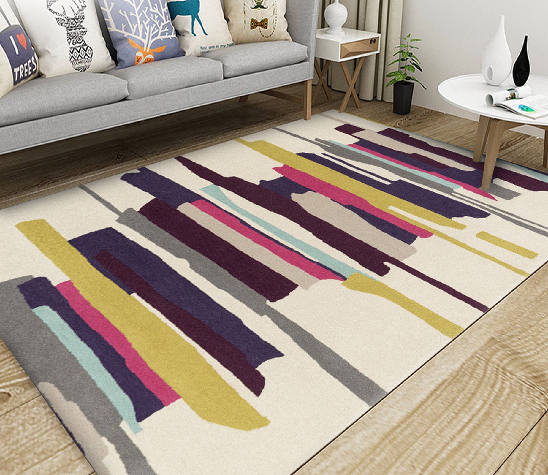 3D Color Stripe WG170 Non Slip Rug Mat Mat AJ Creativity Home 