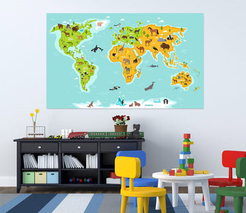 3D Colored Land 292 World Map Wall Sticker Wallpaper AJ Wallpaper 2 