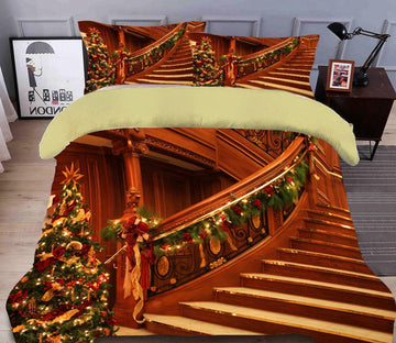 3D Stairs 45194 Christmas Quilt Duvet Cover Xmas Bed Pillowcases