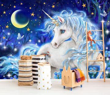 3D Unicorn Moon Stars 5512 Kayomi Harai Wall Mural Wall Murals