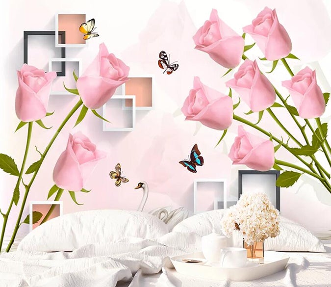 3D Pink Flowers 594 Wall Murals Wallpaper AJ Wallpaper 2 