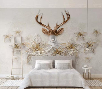 3D Flower Deer WC103 Wall Murals Wallpaper AJ Wallpaper 2 