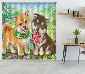 3D Cute Garden Dog 9050 Kayomi Harai Curtain Curtains Drapes