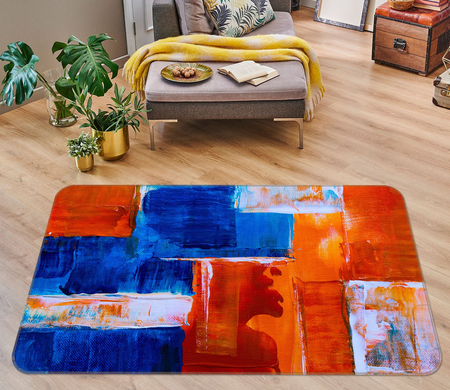 3D Blue Orange 29120 Non Slip Rug Mat