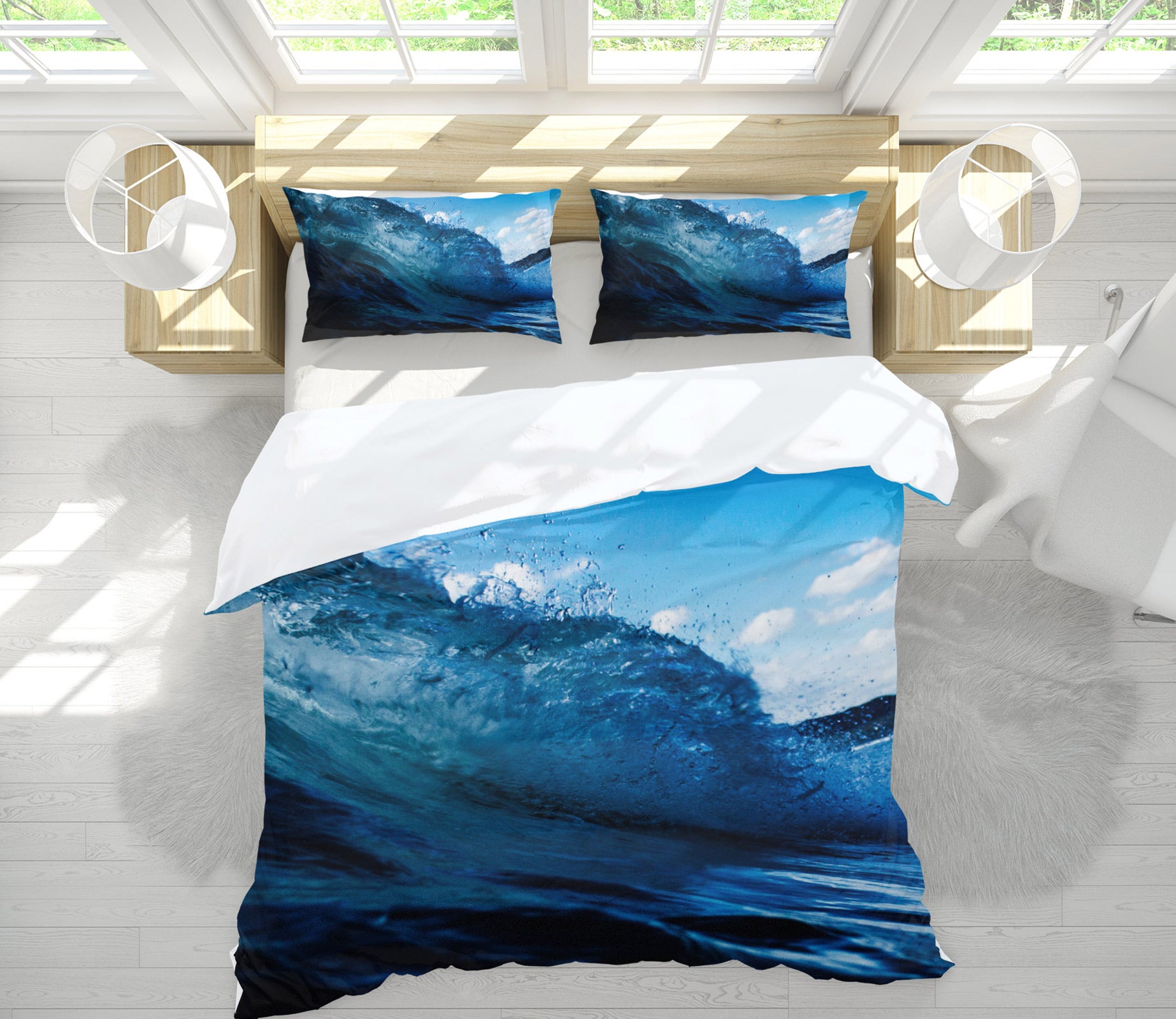 3D Waves 14090 Bed Pillowcases Quilt