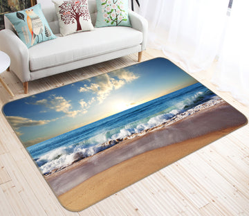 3D Seaside Waves 36036 Non Slip Rug Mat