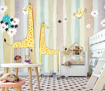 3D Yellow Giraffe 010 Wall Murals Wallpaper AJ Wallpaper 2 
