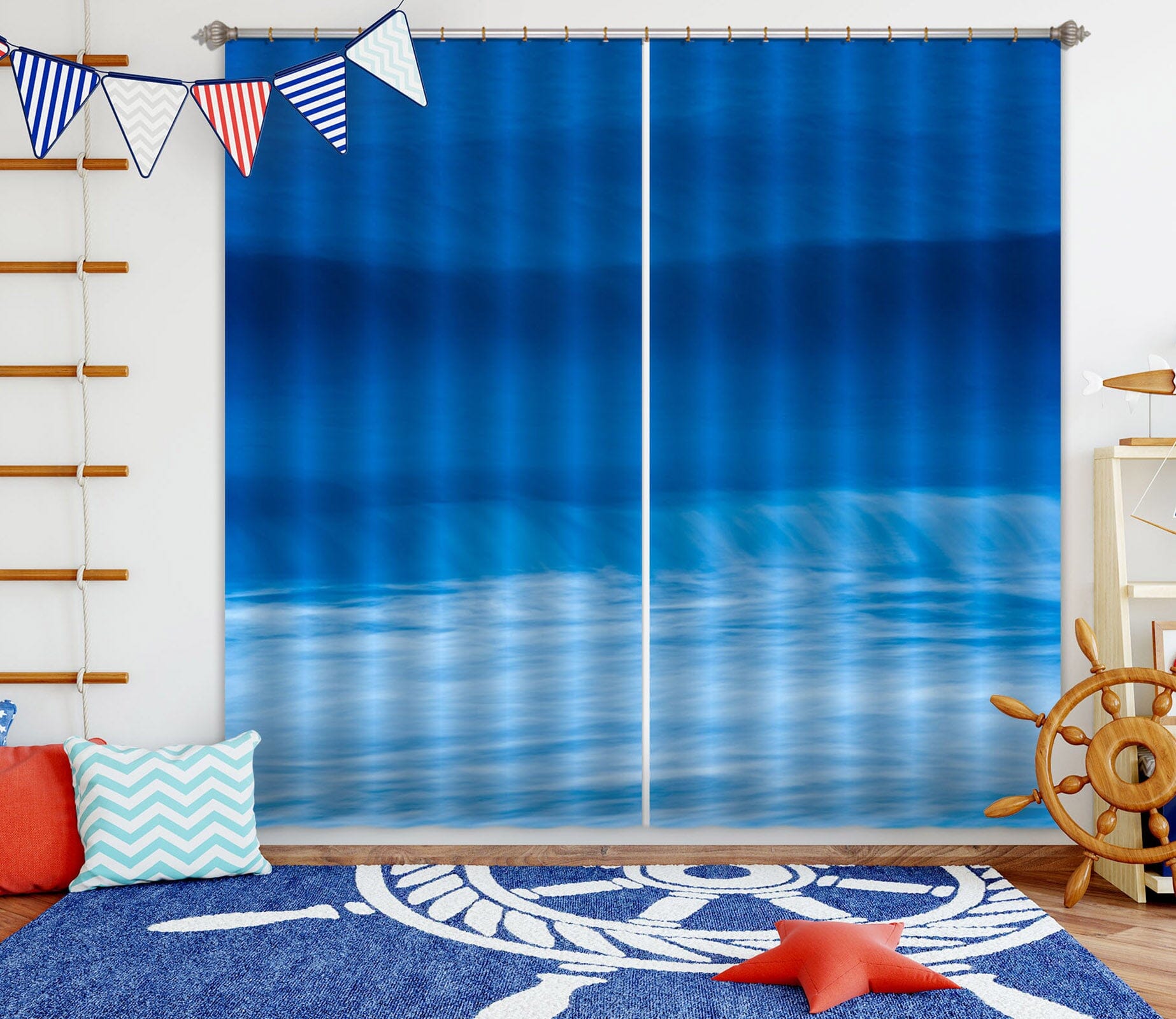 3D Blue Waves 147 Marco Carmassi Curtain Curtains Drapes Curtains AJ Creativity Home 