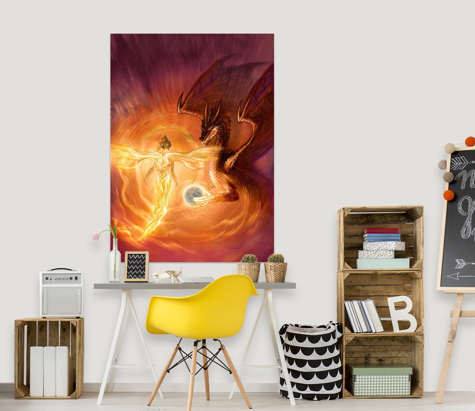 3D Elf Dragon Egg 8130 Ciruelo Wall Sticker