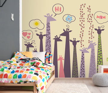 3D Purple Giraffe 026 Wall Murals Wallpaper AJ Wallpaper 2 