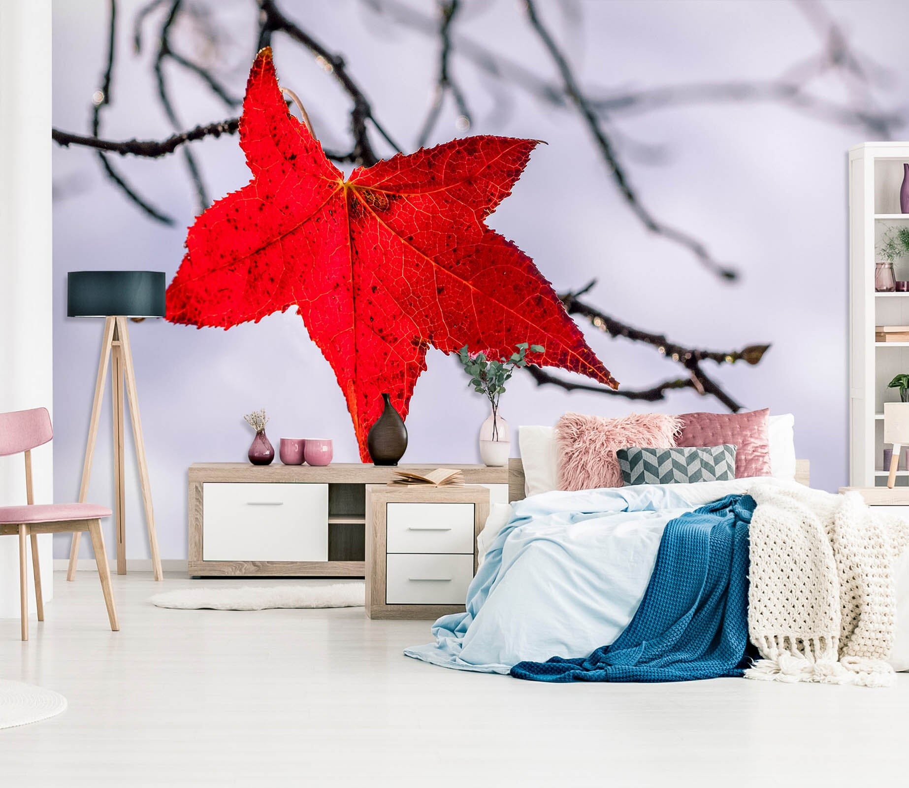 3D Red Leaf 1422 Marco Carmassi Wall Mural Wall Murals Wallpaper AJ Wallpaper 2 