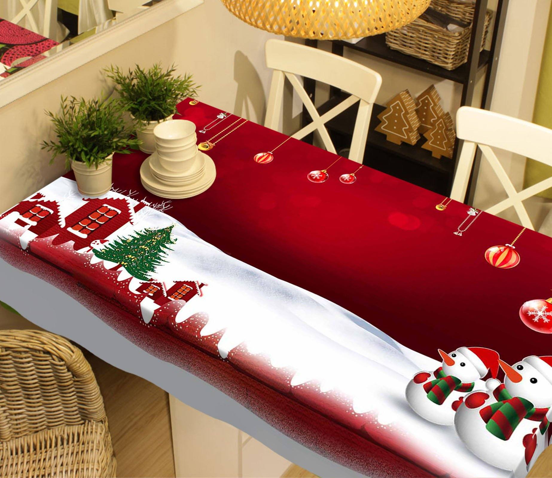 3D Decorative Red Ball 12 Tablecloths Tablecloths AJ Creativity Home 