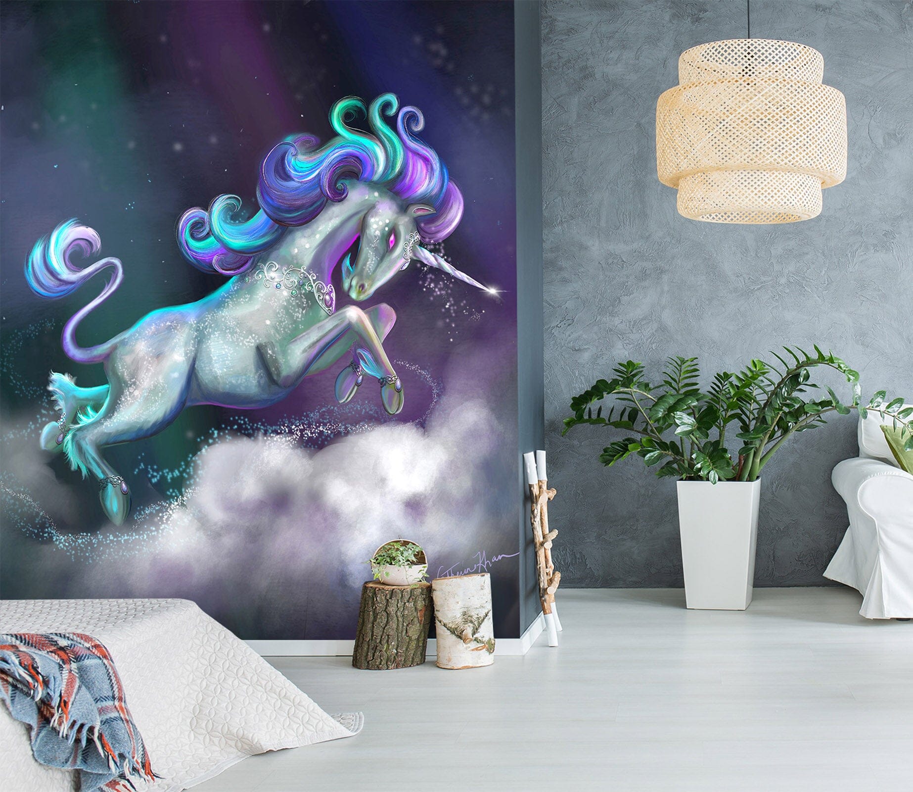 3D Cute Unicorn 1411 Rose Catherine Khan Wall Mural Wall Murals Wallpaper AJ Wallpaper 2 