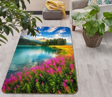 3D Flower Bush Lake 26134 Non Slip Rug Mat