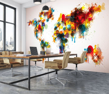 3D Color Graffiti 2038 World Map Wall Murals Wallpaper AJ Wallpaper 2 