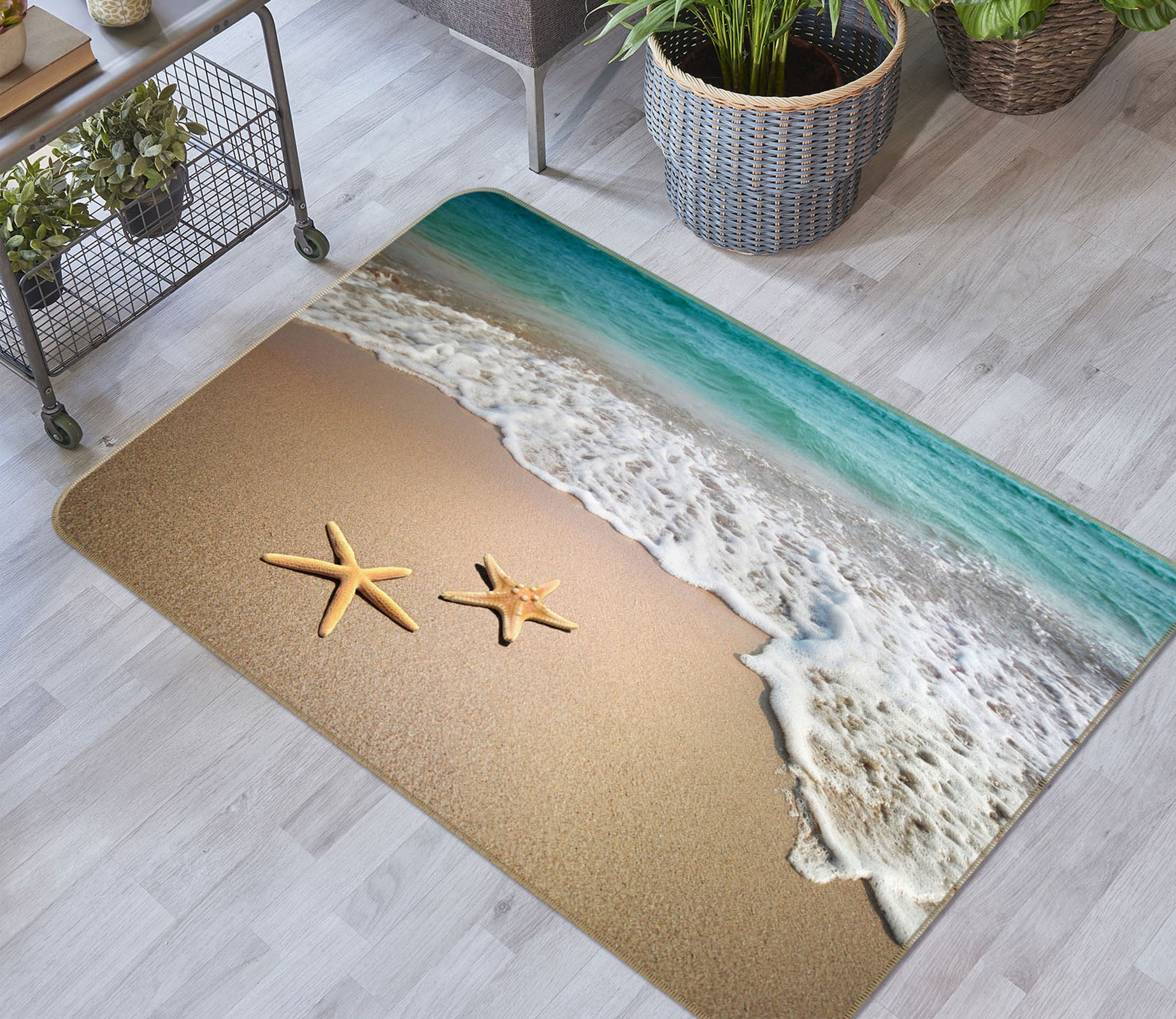 3D Beach Starfish 34116 Non Slip Rug Mat