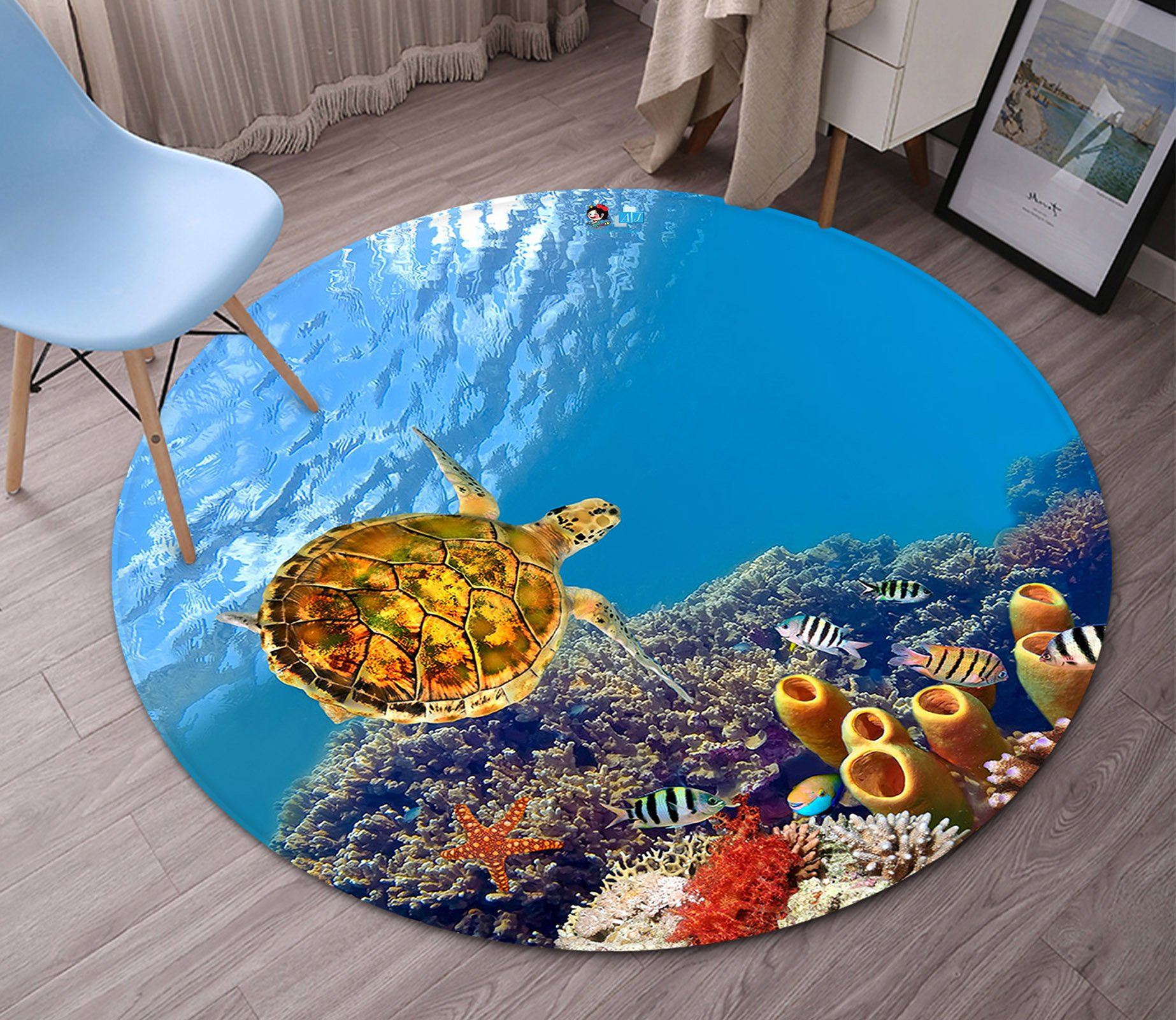 3D Sea Turtle 847 Round Non Slip Rug Mat Mat AJ Creativity Home 