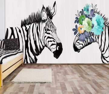3D Flower Zebra 1641 Wall Murals Wallpaper AJ Wallpaper 2 